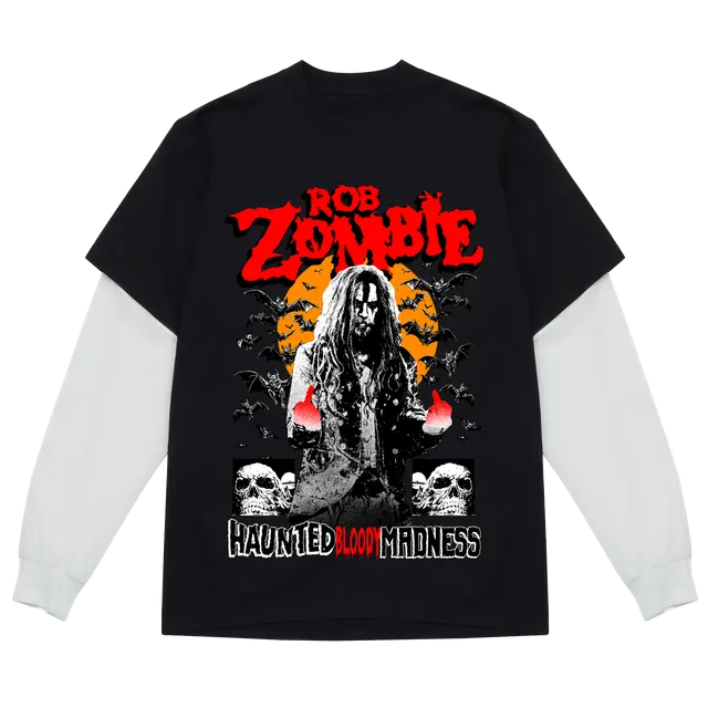 Rob Zombie Haunted Madness Twofer t-skjorte brysttrykk