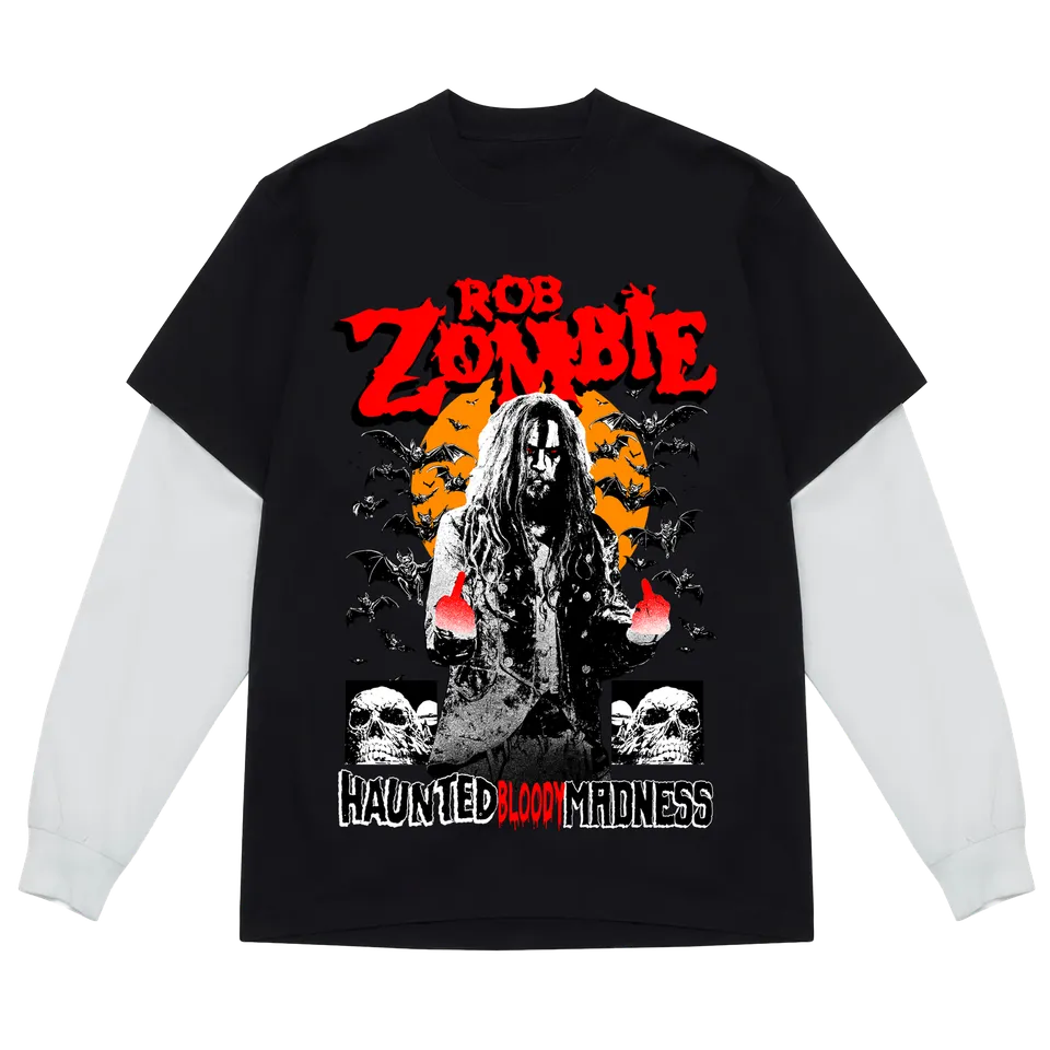 Rob Zombie Haunted Madness Twofer t-skjorte brysttrykk