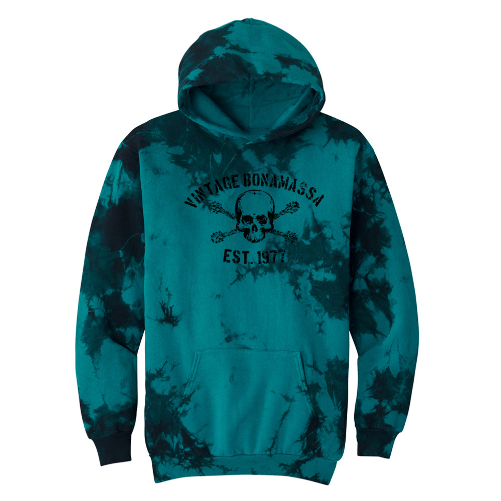 Joe Bonamassa JB Vintage Crystal Tie Dye hettegenser Black/Teal unisex
