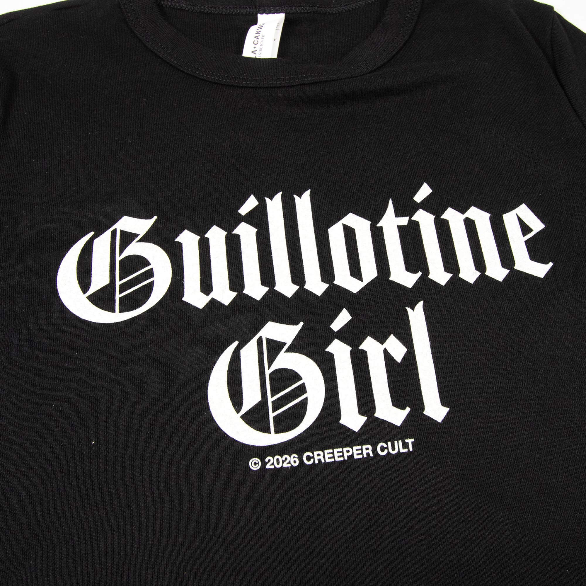 Creeper Guillotine Girl baby tee svart bomull