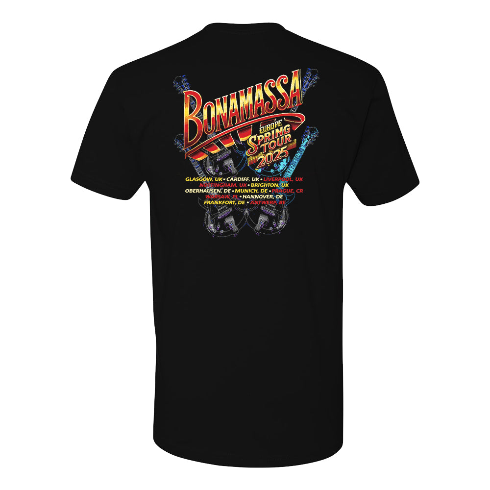 Joe Bonamassa 2025 Europe Spring Tour T-Shirt svart bomull