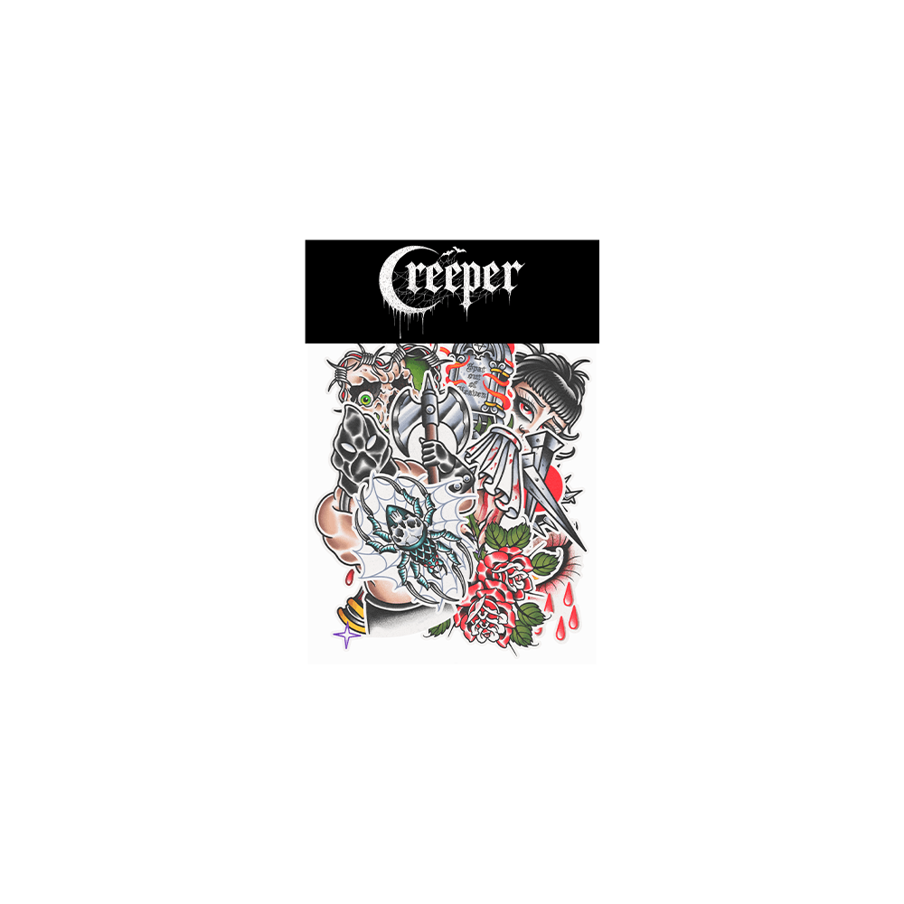 Creeper Friday 13th Sticker and Tattoo Bundle klistremerker