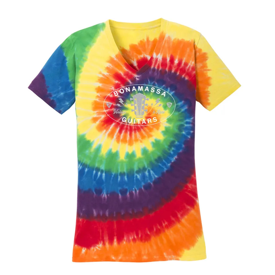 Joe Bonamassa Vintage Oval Tie Dye V-hals dame rainbow