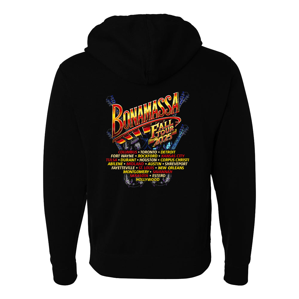 Joe Bonamassa Fall Tour 2025 zip-hoodie svart unisex fleece