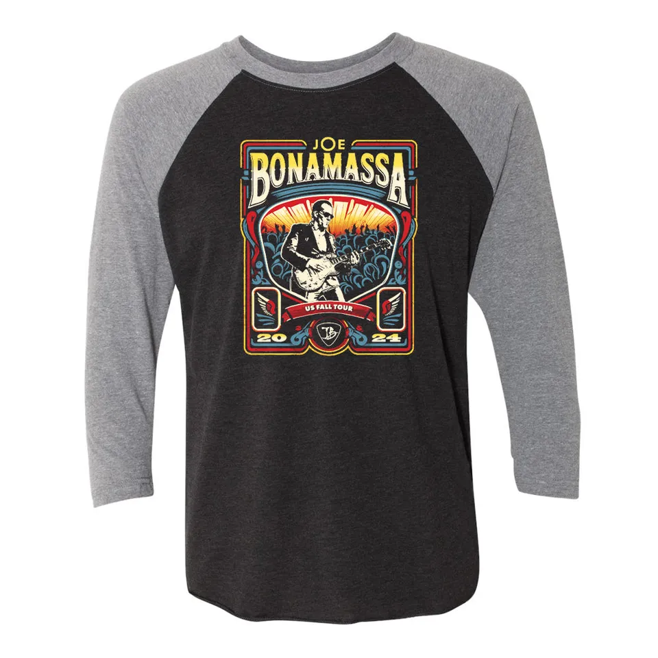 Joe Bonamassa U.S. Fall Tour 2024 t-skjorte 3/4 ermer heather grey