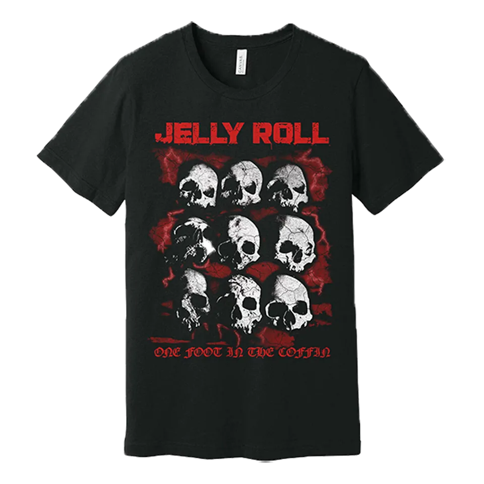 Jelly Roll Black Skull T-skjorte svart bomull