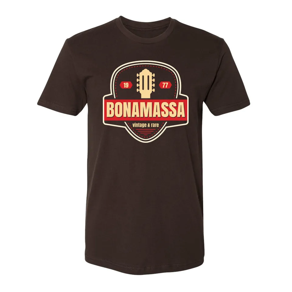 Joe Bonamassa Gold Vintage Pick t-skjorte plektertrykk svart