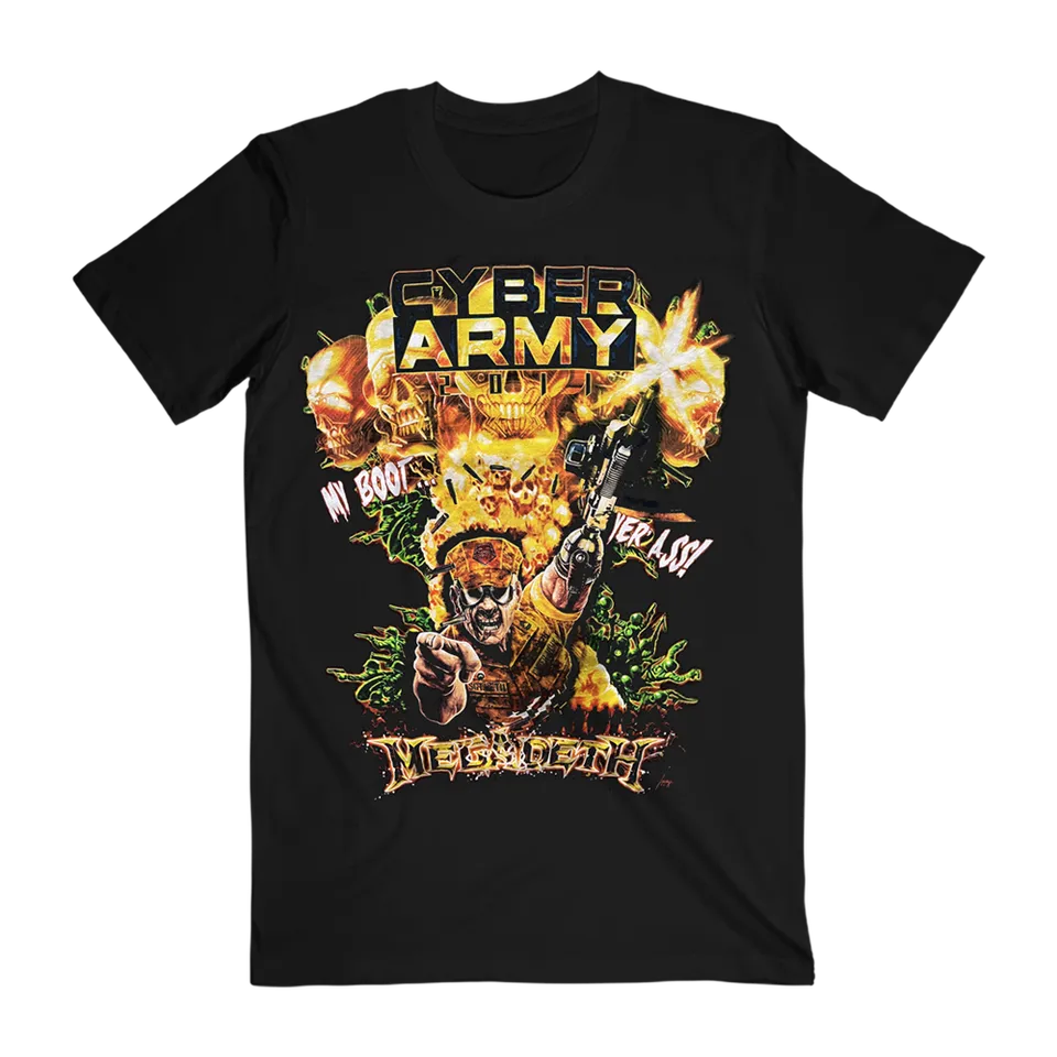Megadeth Cyber Army 2011 t-skjorte svart bomull