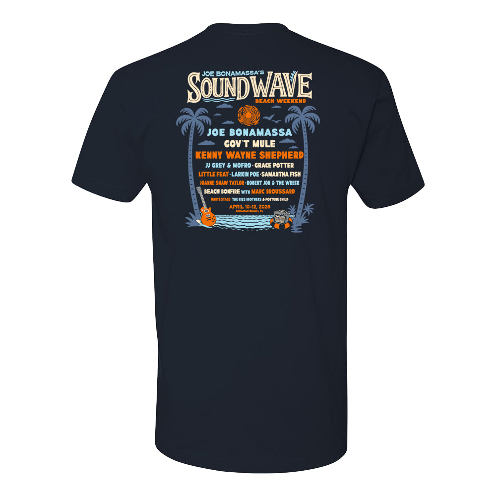 Joe Bonamassa Sound Wave Beach Weekend 2026 t-skjorte navy