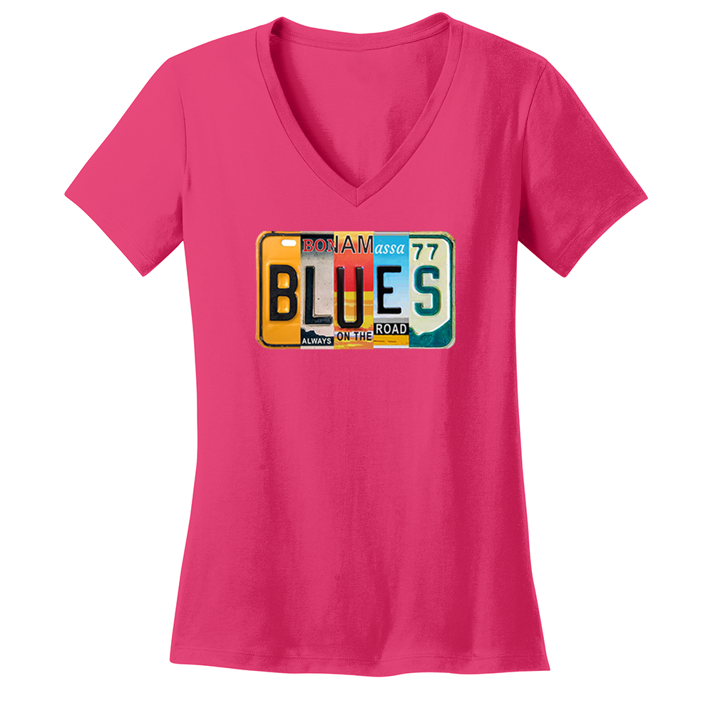 Joe Bonamassa Blues License Plate V-neck dame svart bomull