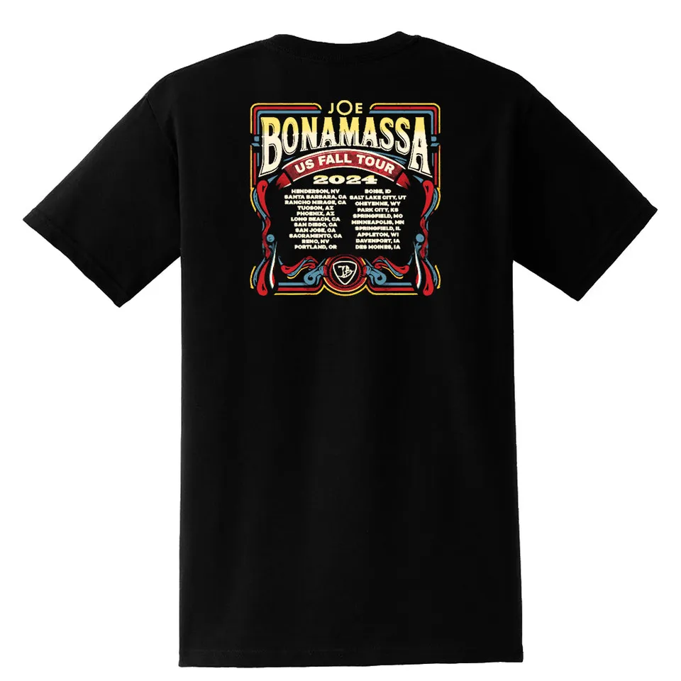 Joe Bonamassa 2024 U.S. Fall Tour pocket t-skjorte unisex bomull