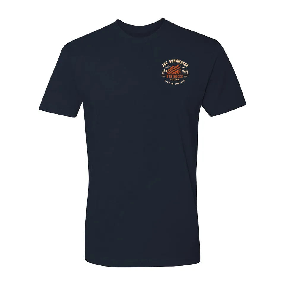 Joe Bonamassa 2026 Red Rocks t-skjorte navy unisex
