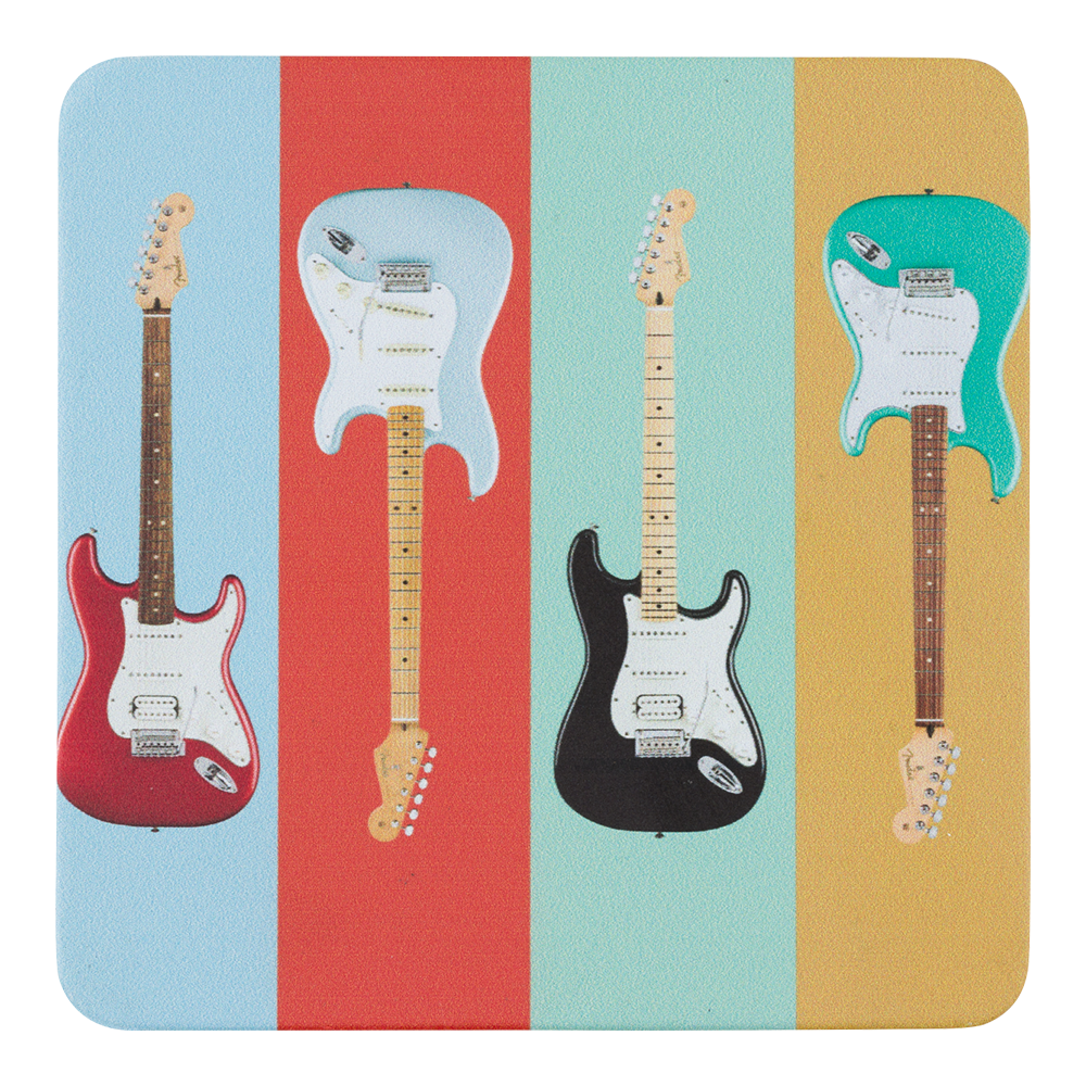 Joe Bonamassa Fender Stratocaster coaster 4-pk skinn 10cm