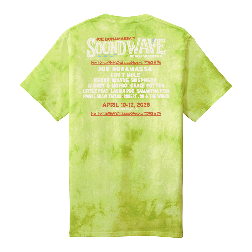 Joe Bonamassa 2026 Sound Wave Beach Weekend Crystal Tie Dye T-skjorte Lemon unisex