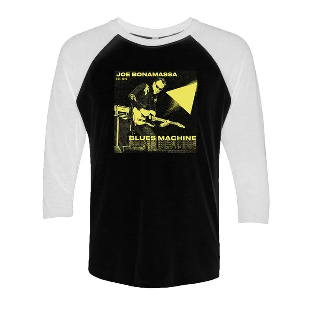 Joe Bonamassa Blues Machine 3/4 t-skjorte hvit svart myk