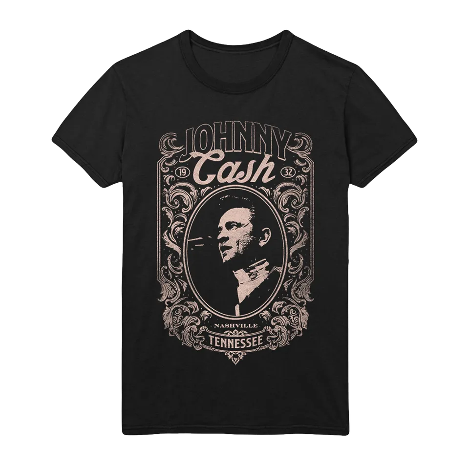 Johnny Cash Nashville Portrait t-skjorte svart portrett