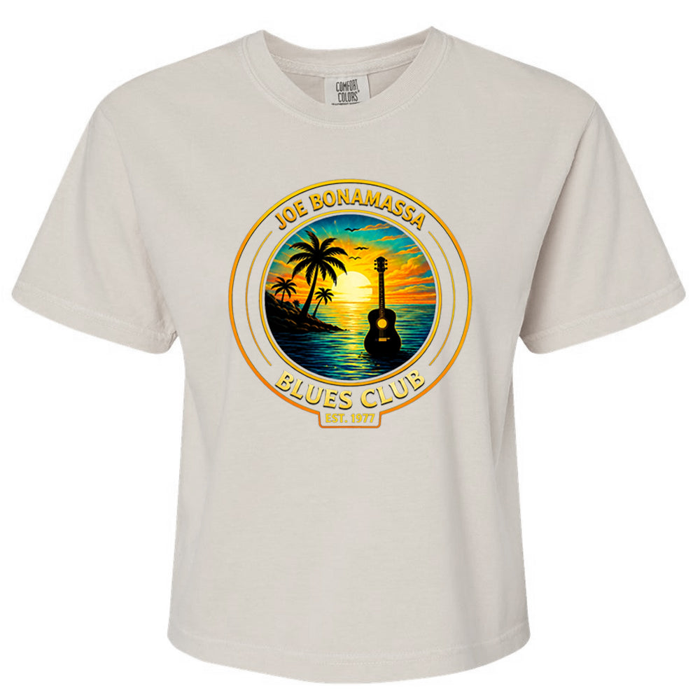 Joe Bonamassa Blues Club Boxy t-skjorte dame hvit garment-dyed