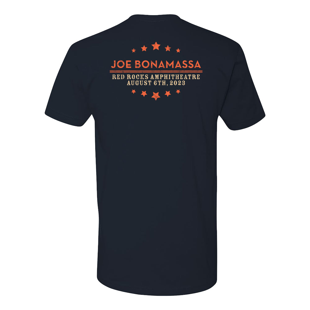 Joe Bonamassa 2023 Red Rocks t-skjorte unisex marine