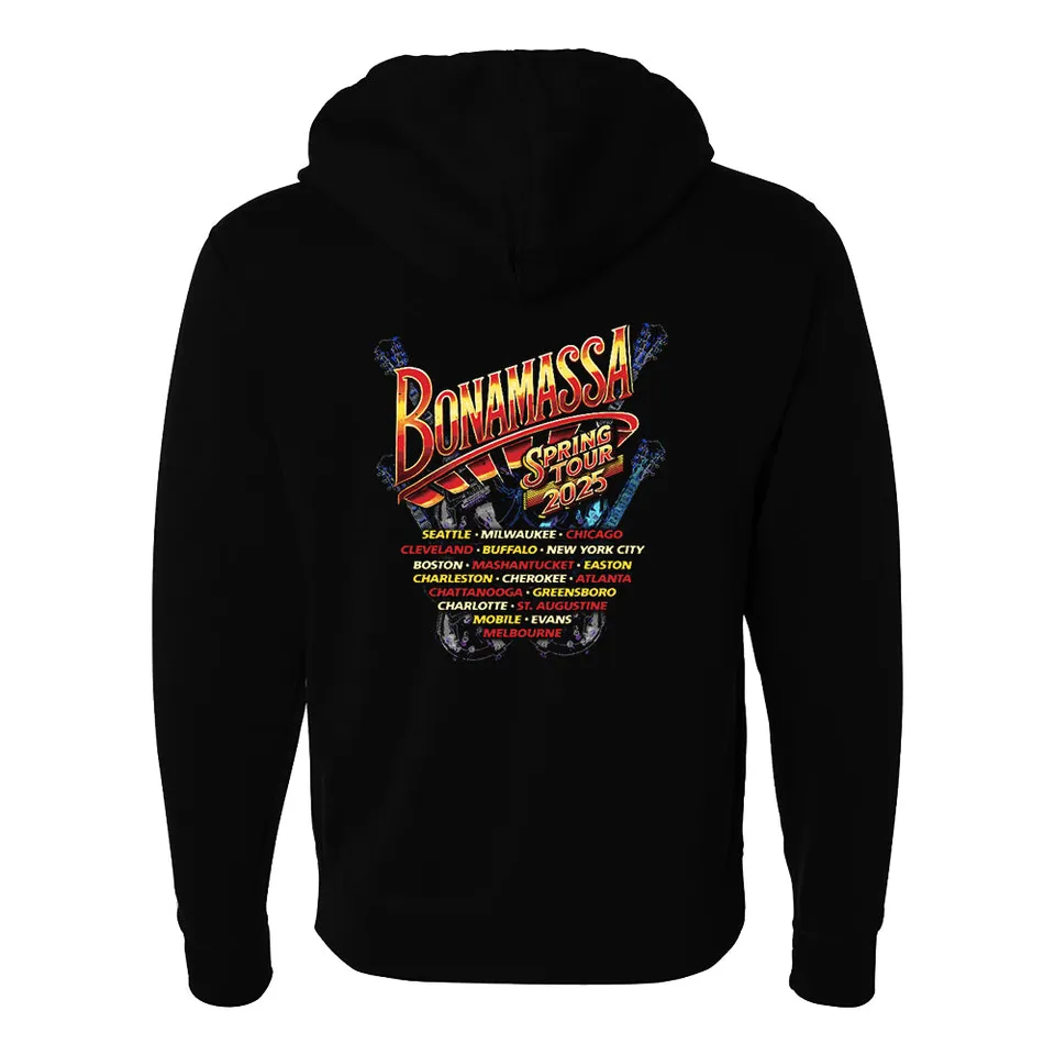 Joe Bonamassa 2025 U.S. Spring Tour hettejakke glidelås svart bomull