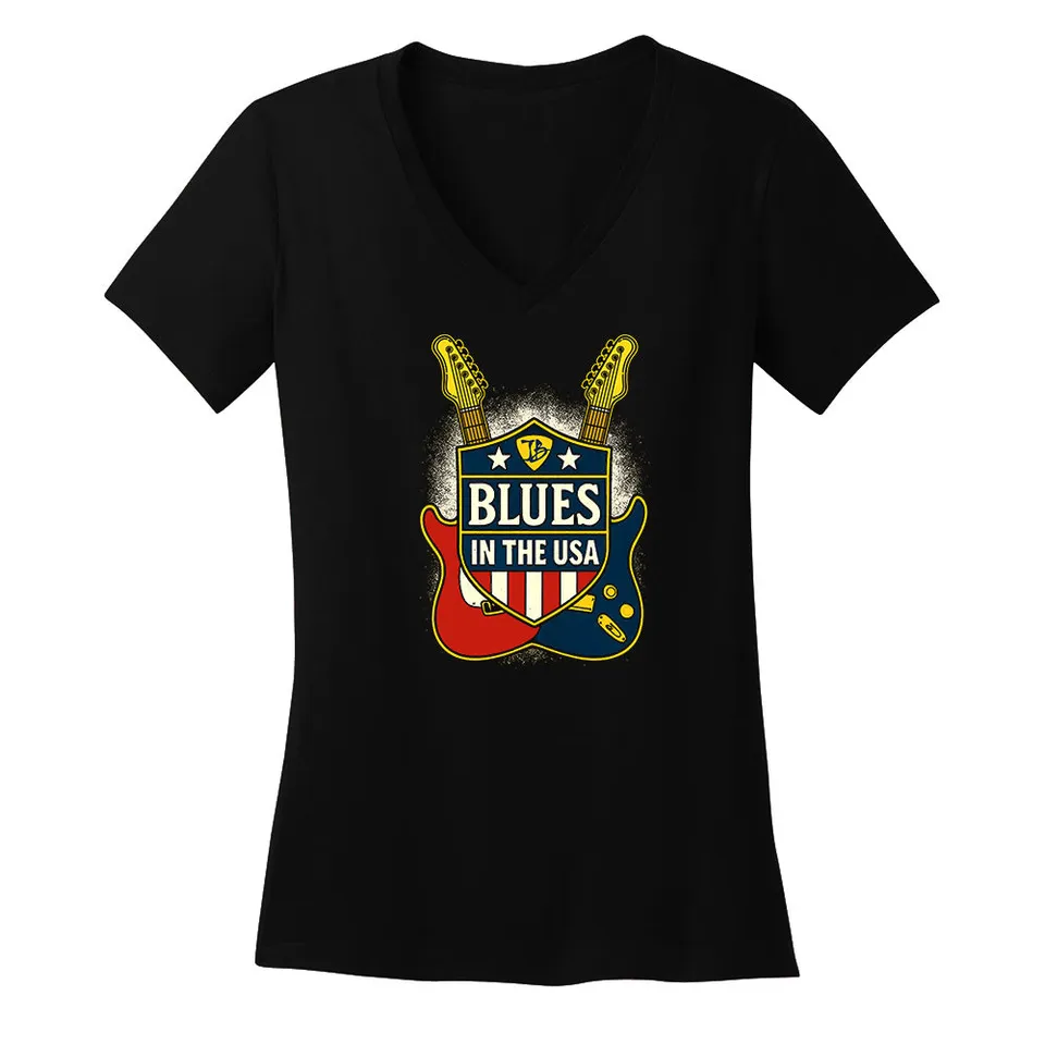 Joe Bonamassa Blues In The USA V-Neck T-skjorte dame bomull