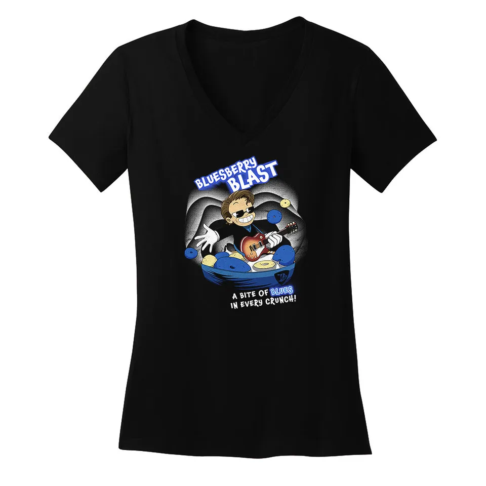 Joe Bonamassa Bluesberry Blast V-Neck t-skjorte dame bomull