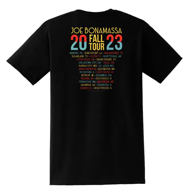 Joe Bonamassa 2023 U.S. Fall Tour T-skjorte lomme bomull