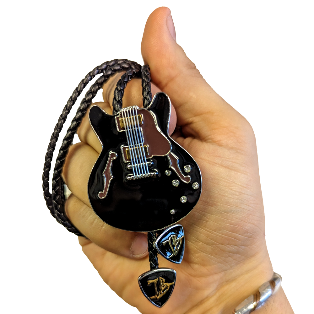 Joe Bonamassa Black ES Guitar bolo tie svart stål