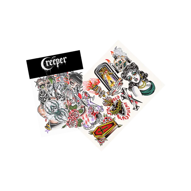 Creeper Friday 13th Sticker and Tattoo Bundle klistremerker