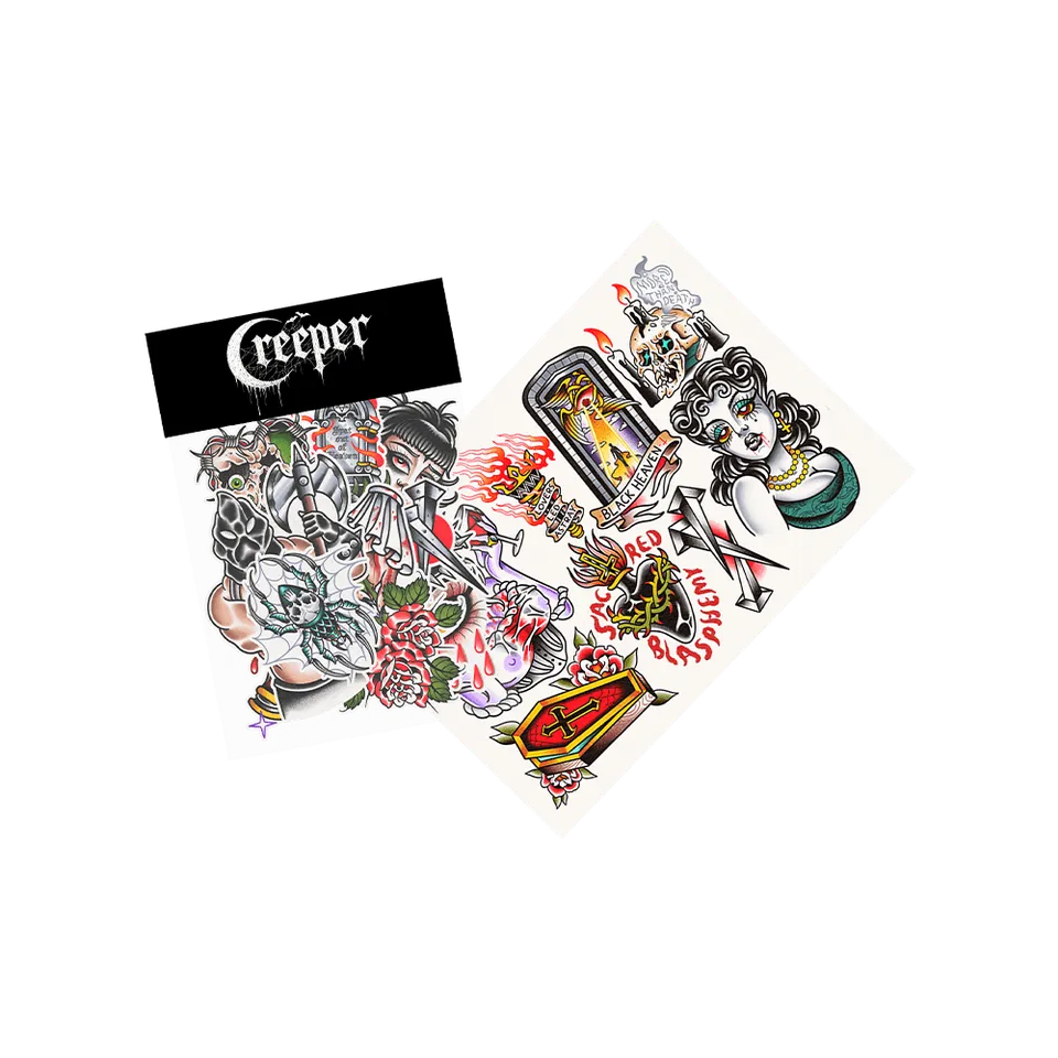 Creeper Friday 13th Sticker and Tattoo Bundle klistremerker