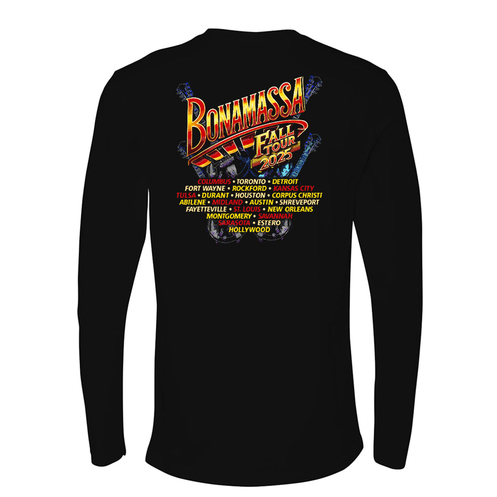 Joe Bonamassa Fall Tour 2025 langermet t-skjorte svart bomull