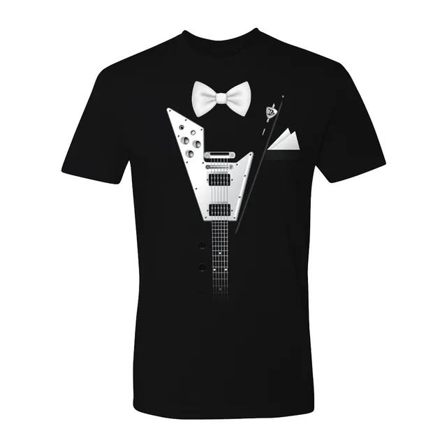 Joe Bonamassa Flying V Tuxedo t-skjorte lett bomull