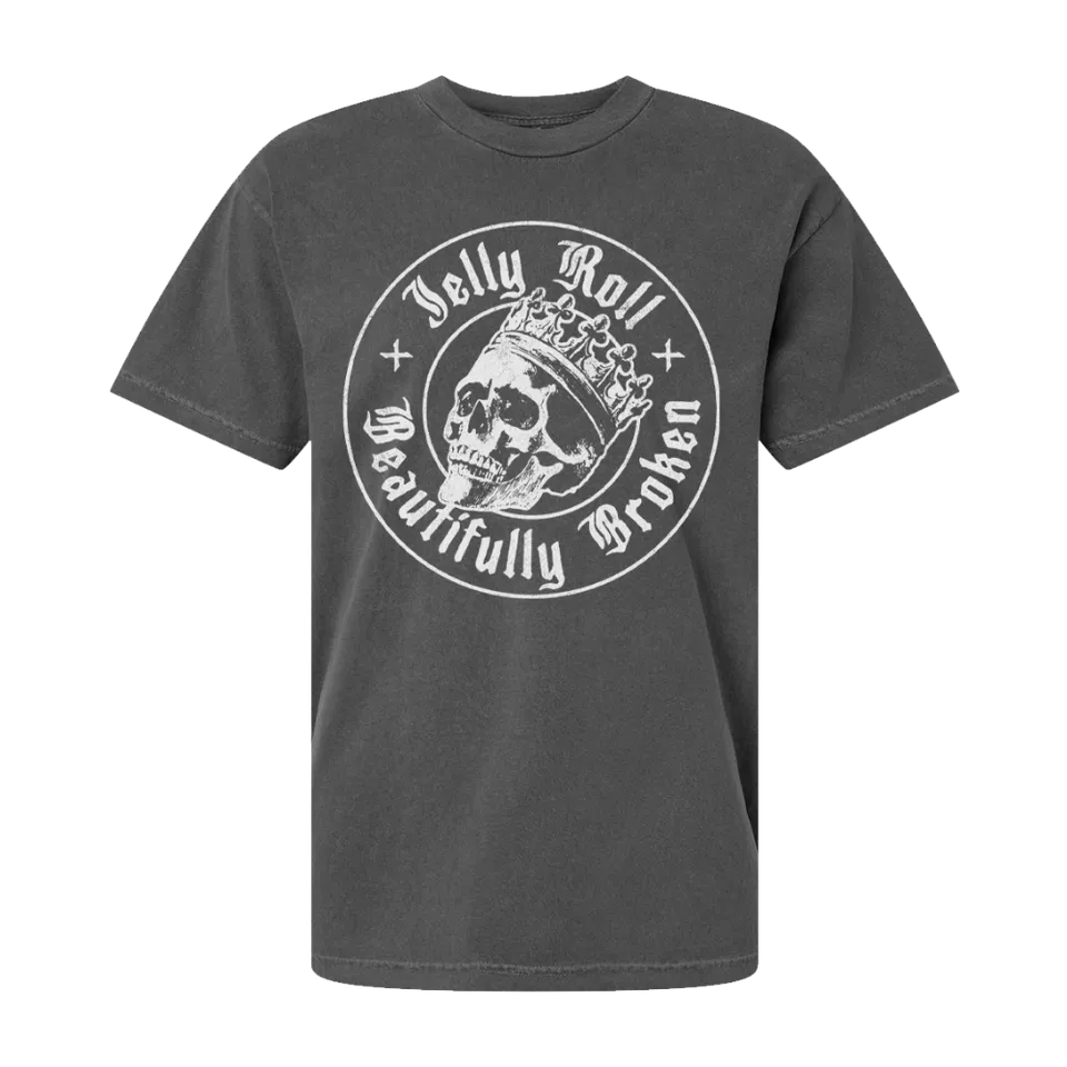 Jelly Roll Faded Skull t-skjorte falmet svart