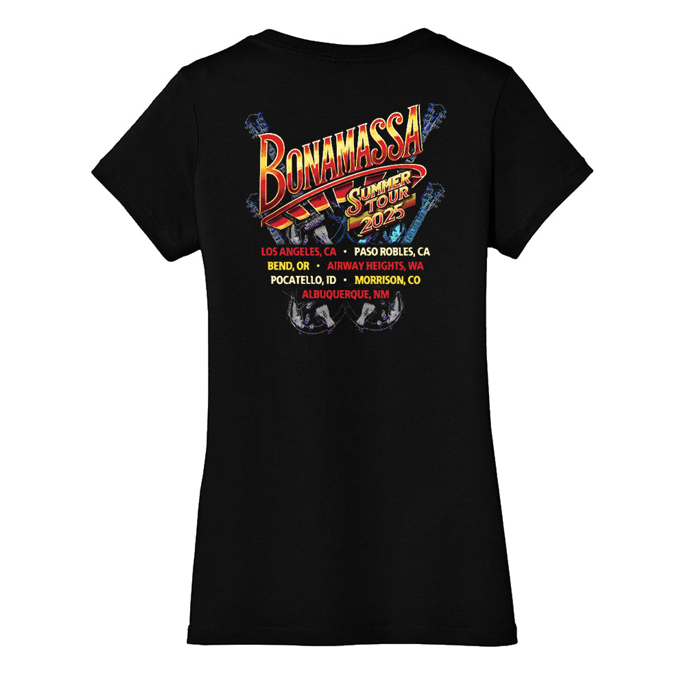 Joe Bonamassa 2025 Summer Tour t-skjorte dame V-hals