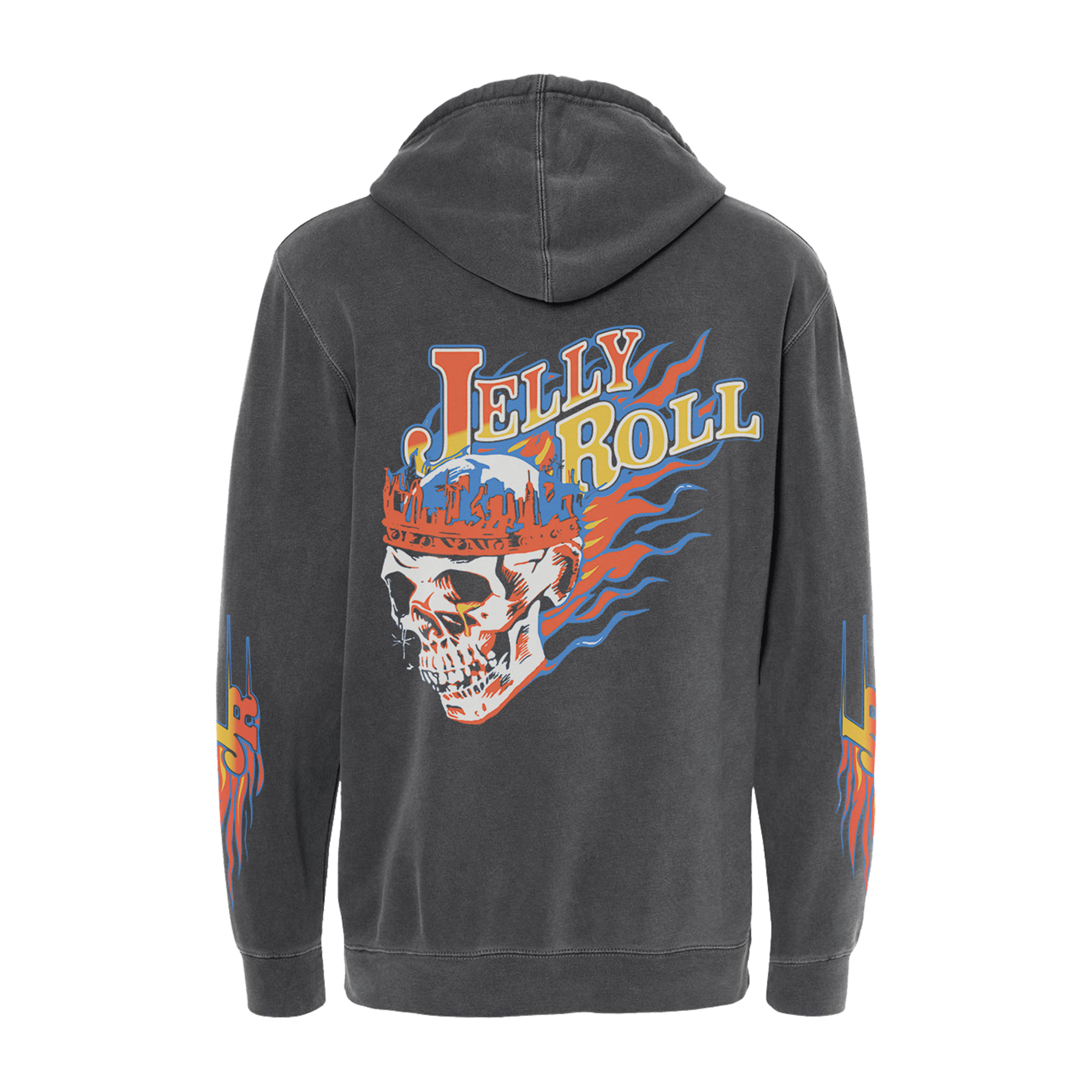 Jelly Roll Flame Skull hettegenser pigment svart