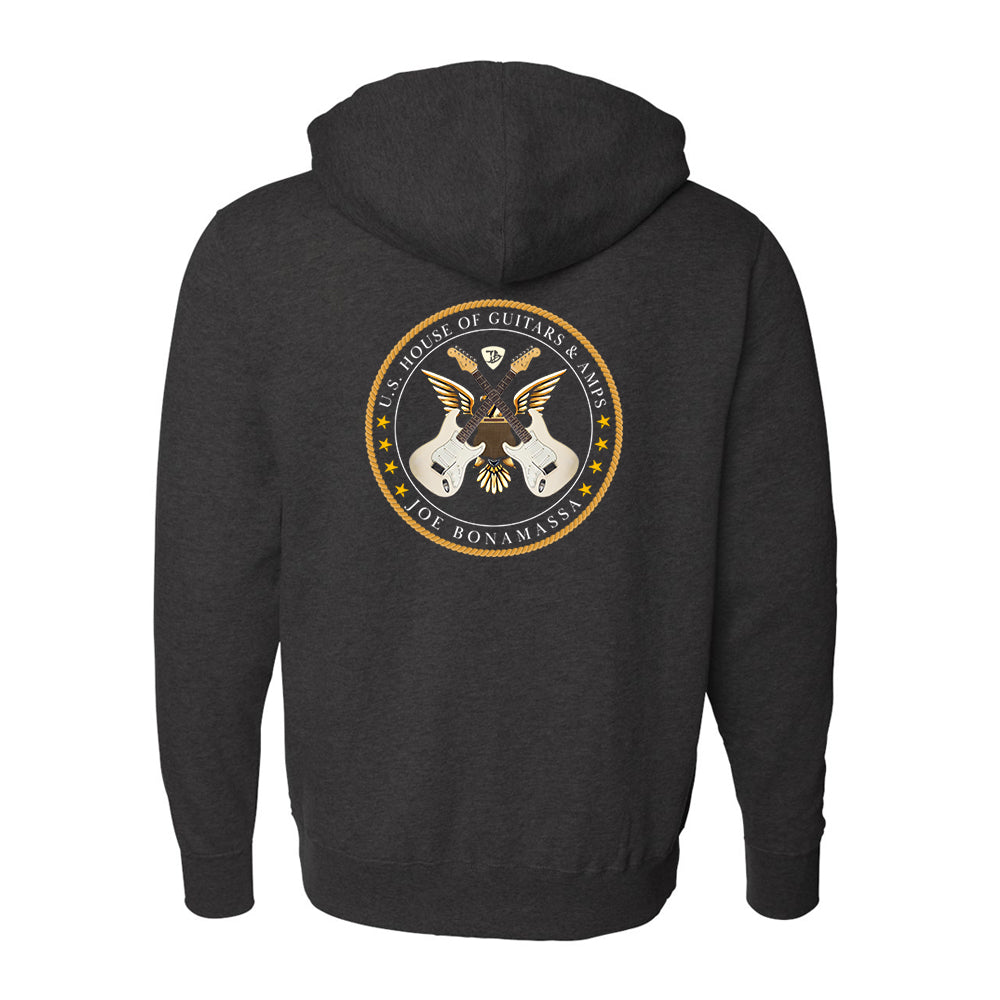 Joe Bonamassa House of Guitars hettegenser zip-up unisex svart