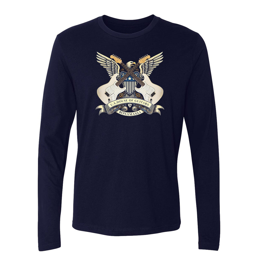 Joe Bonamassa House of Guitars Seal Long Sleeve t-skjorte svart bomull