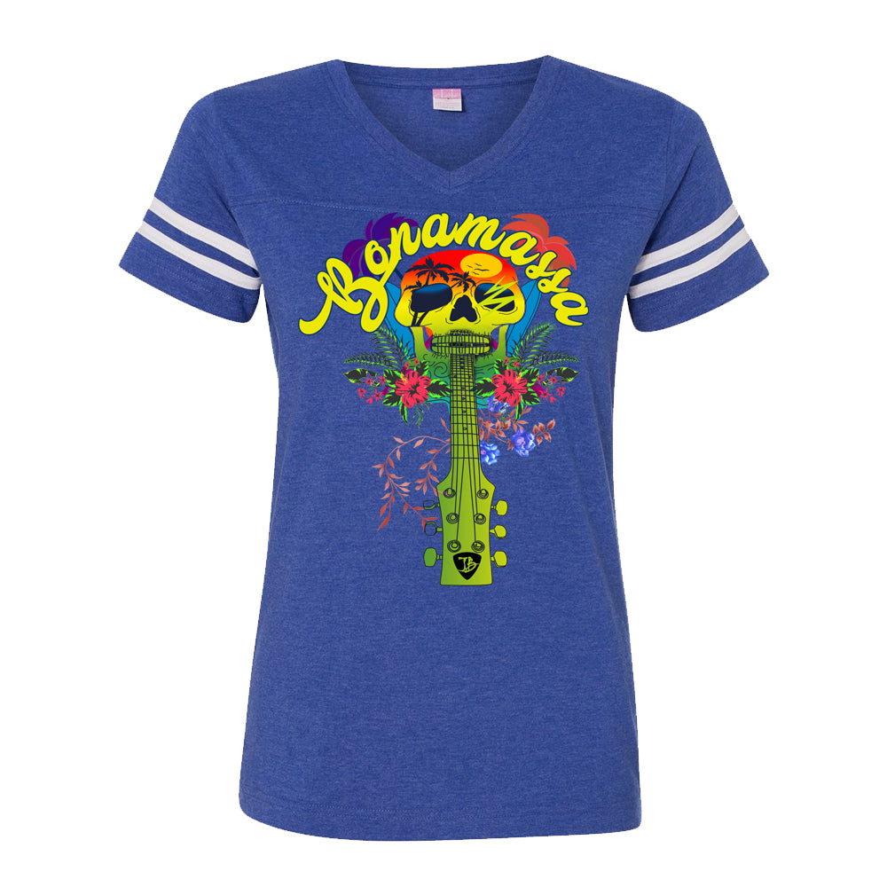 Joe Bonamassa Island Blues football t-skjorte dame v-hals