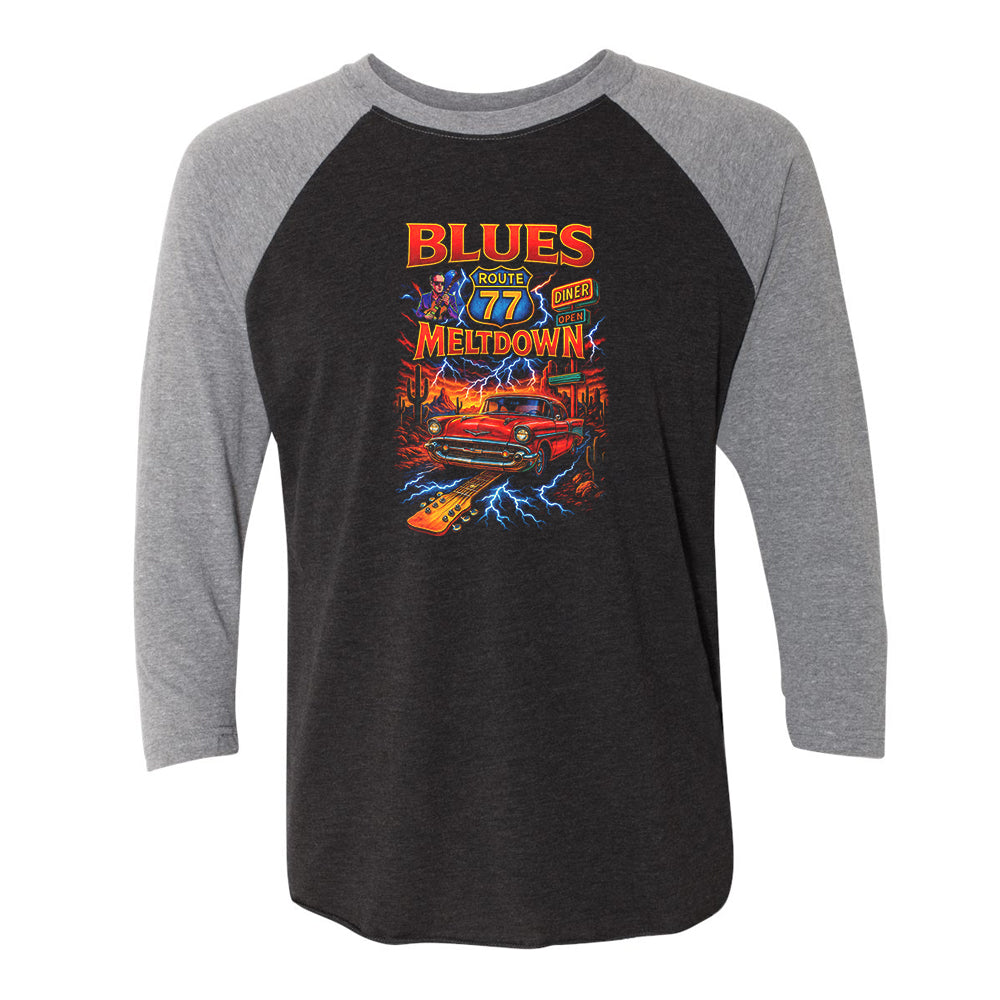 Joe Bonamassa Blues Meltdown 3/4 t-skjorte hvit svart triblend