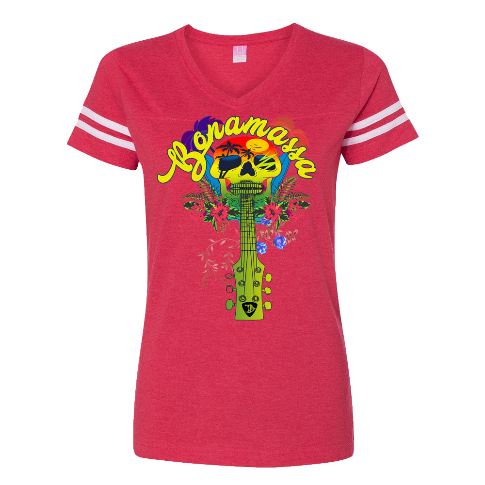 Joe Bonamassa Island Blues football t-skjorte dame v-hals