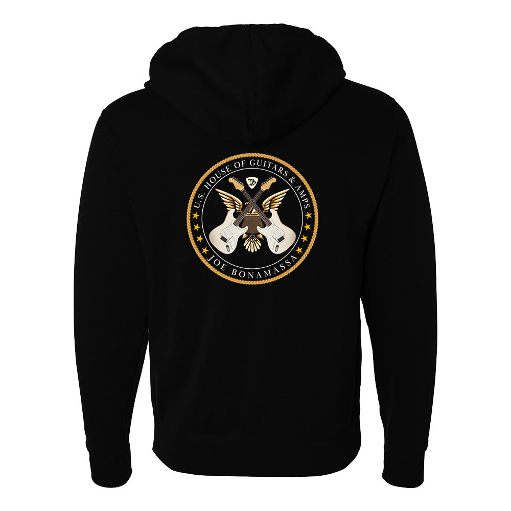 Joe Bonamassa House of Guitars hettegenser zip-up unisex svart