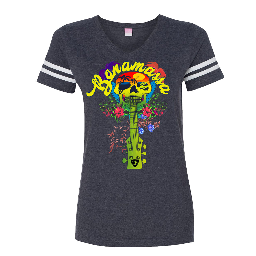 Joe Bonamassa Island Blues football t-skjorte dame v-hals