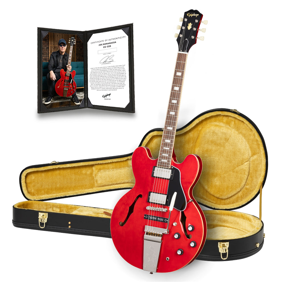 Joe Bonamassa 1962 Epiphone ES-335 elgitar med koffert og t-skjorte