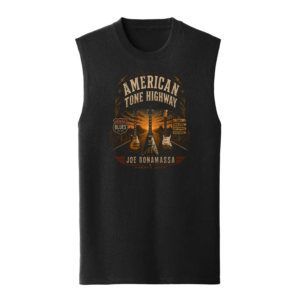 Joe Bonamassa American Tone Highway ermeløs T-skjorte svart bomull
