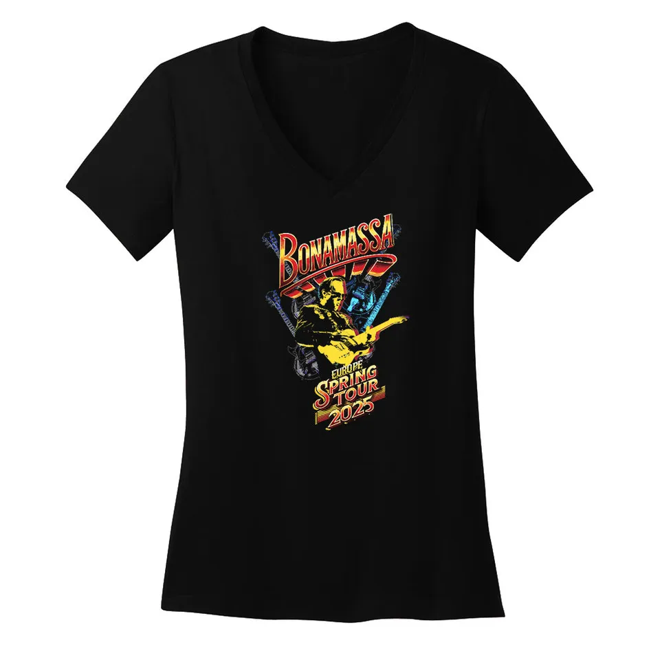 Joe Bonamassa 2025 Europe Spring Tour V-hals T-skjorte dame