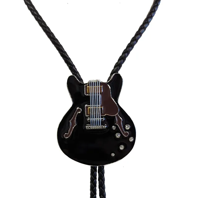 Joe Bonamassa Black ES Guitar bolo tie svart stål