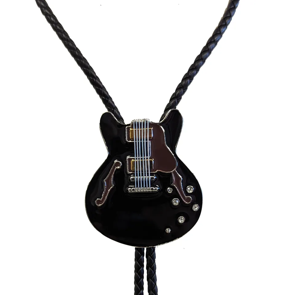 Joe Bonamassa Black ES Guitar bolo tie svart stål