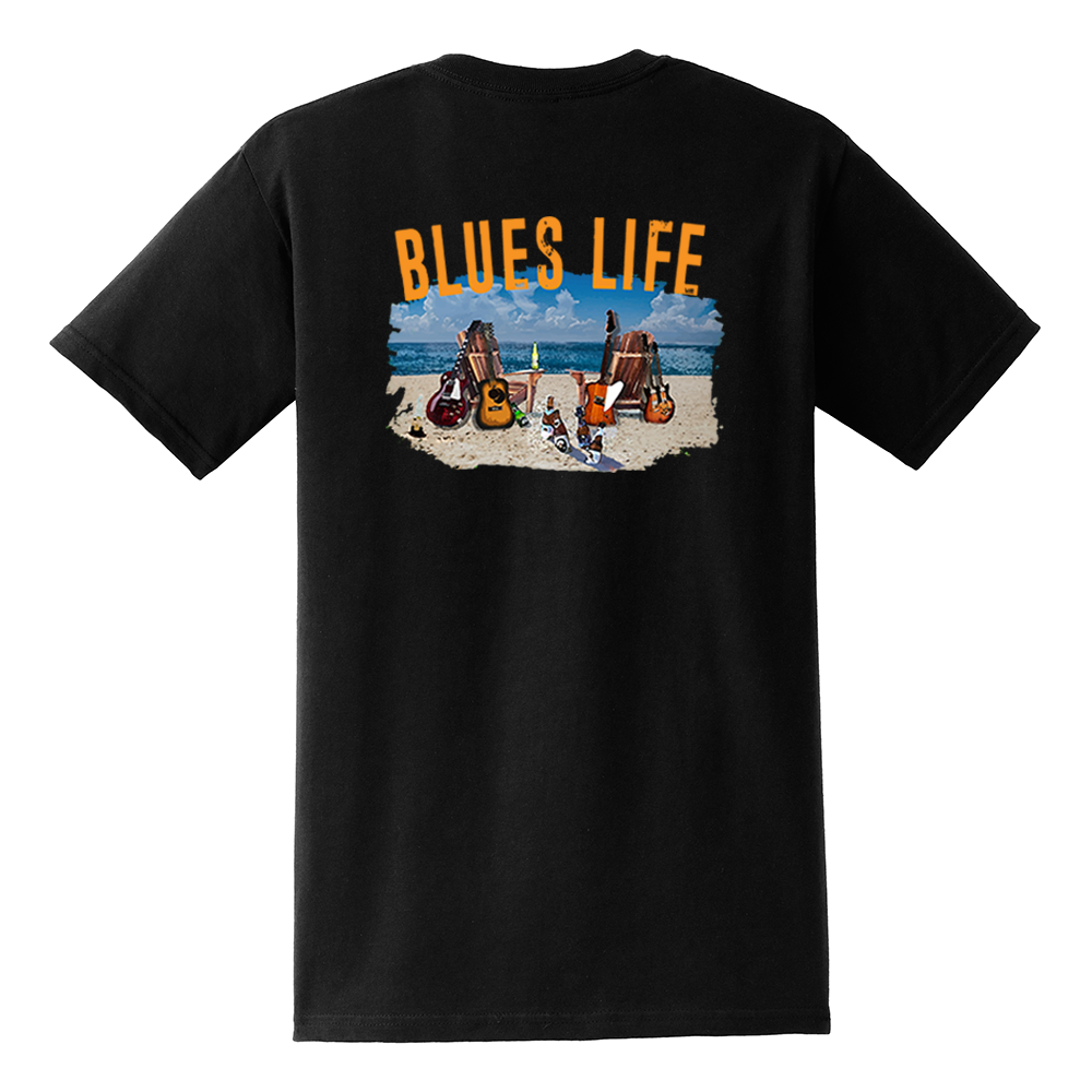 Joe Bonamassa Blues Life t-skjorte svart lommetrykk bomull