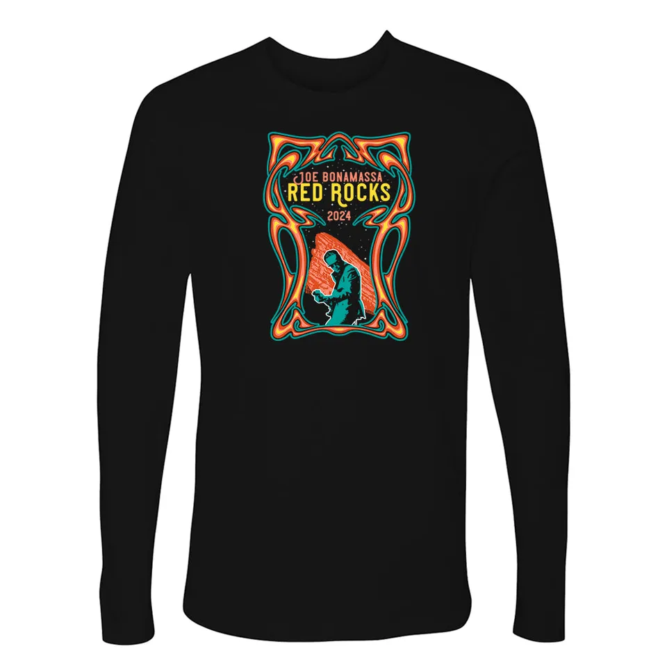 Joe Bonamassa Red Rocks 2024 Retro langermet t-skjorte svart