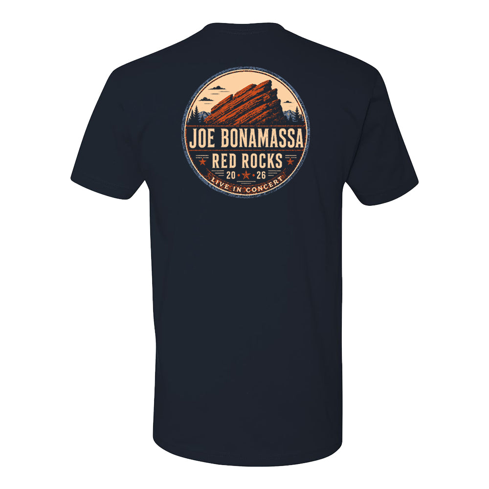 Joe Bonamassa 2026 Red Rocks t-skjorte navy unisex