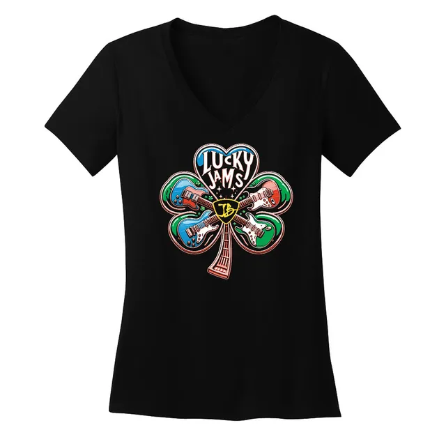 Joe Bonamassa Lucky Jams v-neck dame svart bomull